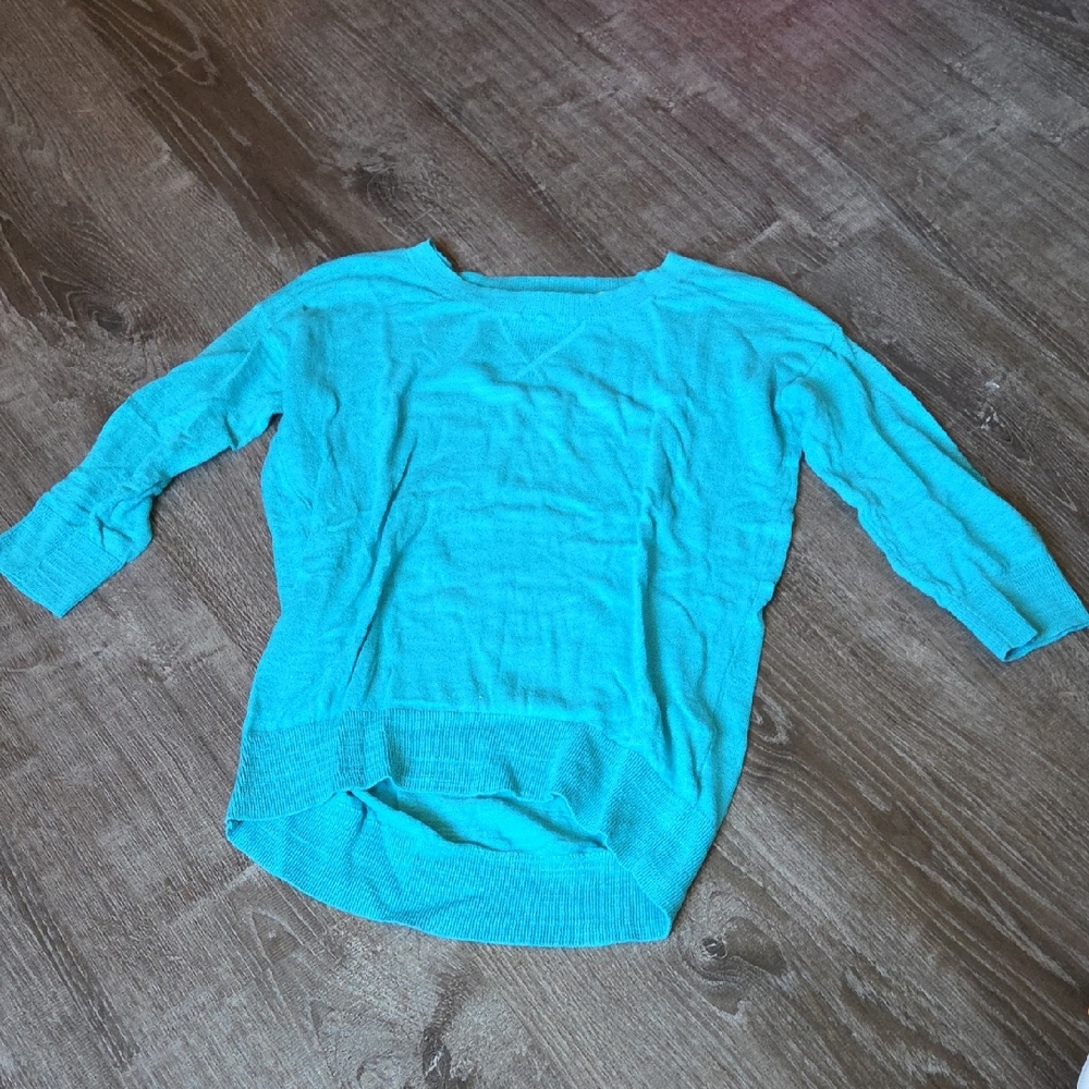 JCP Turquoise and Aqua 3/4 Sleeve Sweater